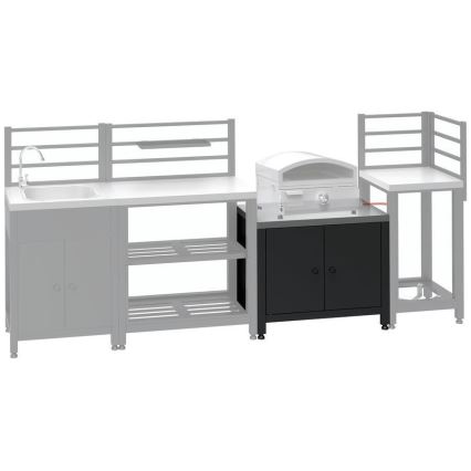 Buitenmodule: onderkast voor barbecue 80x47x69 cm, zwart/roestvrij staal