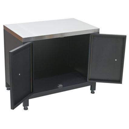Buitenmodule: onderkast voor barbecue 80x47x69 cm, zwart/roestvrij staal