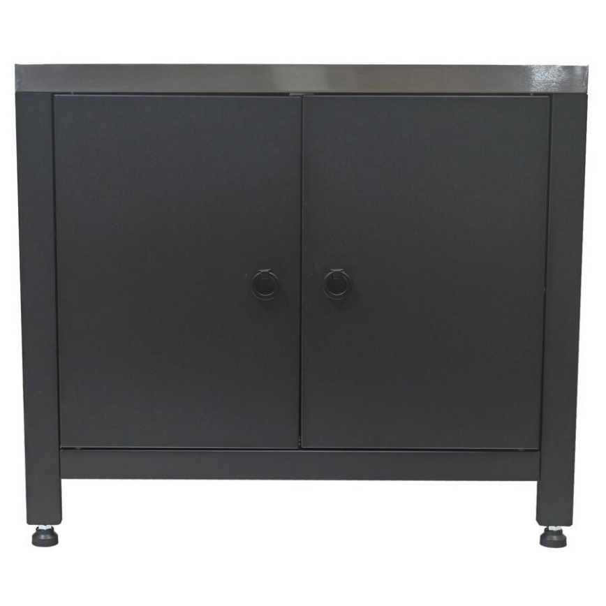 Buitenmodule: onderkast voor barbecue 80x47x69 cm, zwart/roestvrij staal