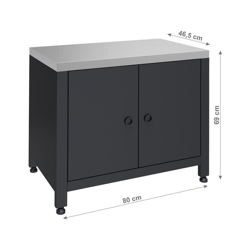 Buitenmodule: onderkast voor barbecue 80x47x69 cm, zwart/roestvrij staal