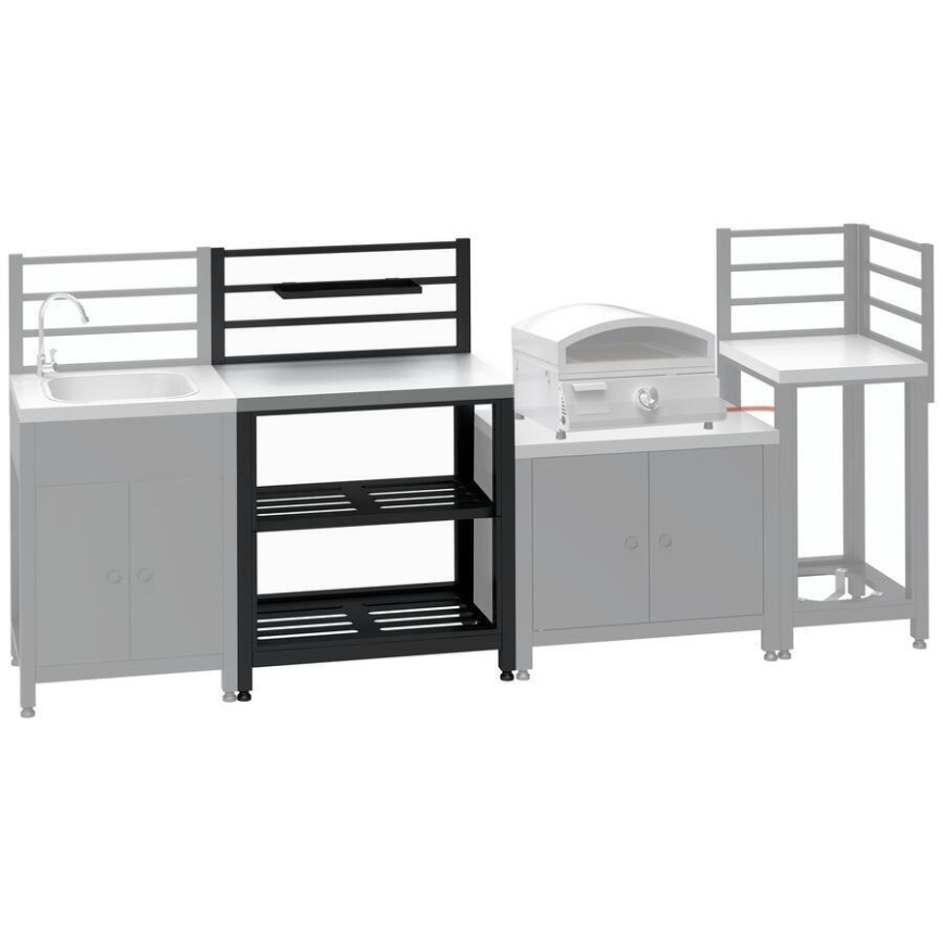 Buitenmodule tafel 80x47x123 cm zwart/roestvrij staal