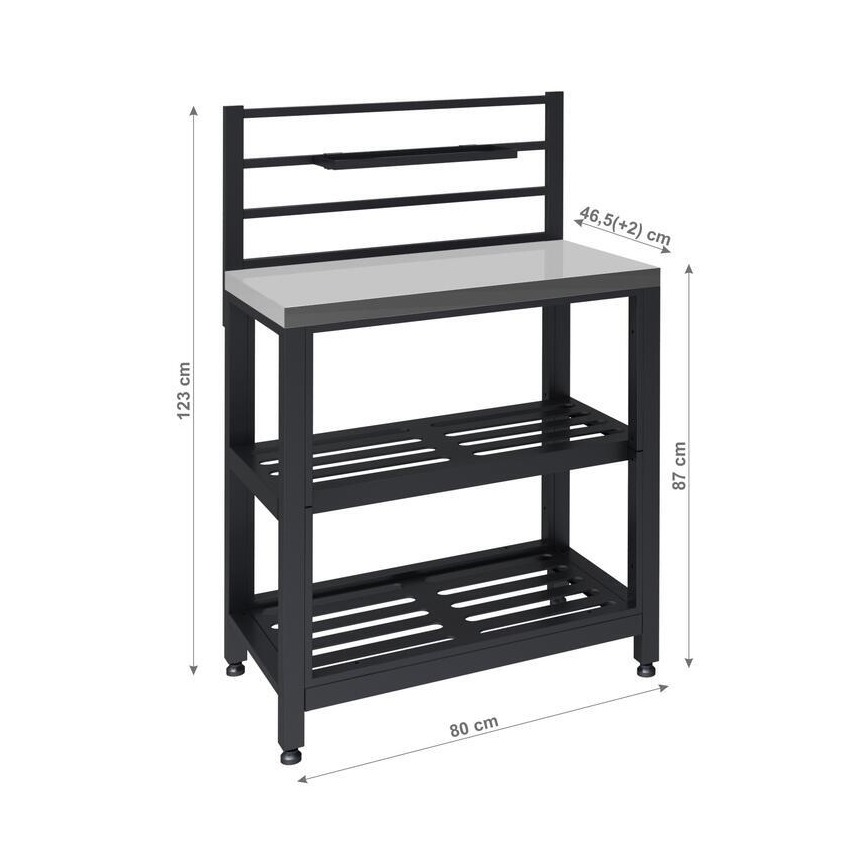 Buitenmodule tafel 80x47x123 cm zwart/roestvrij staal