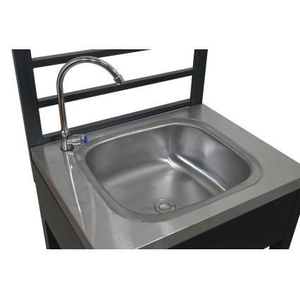 Buitenmodule tafel met spoelbak 60x47x123 cm zwart/roestvrij staal