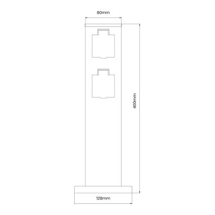Buitenstopcontact zuil 2Z SCHUKO 230V IP44 40 cm zwart