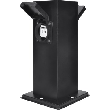 Buitenstopcontactpaal 2-voudig 230V IP44 zwart vierkant