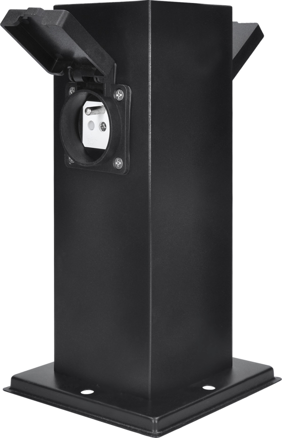 Buitenstopcontactpaal 2-voudig 230V IP44 zwart vierkant