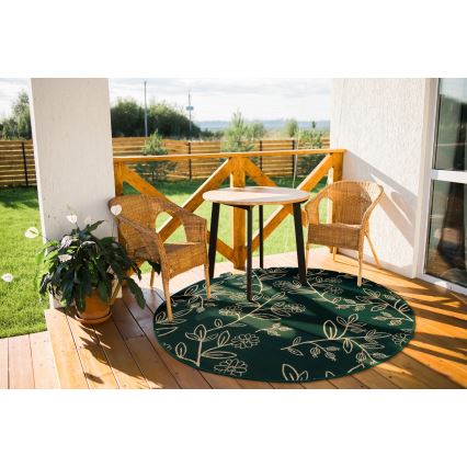 Buitenvloerkleed JUNGLE 135 cm, groen met bladmotief