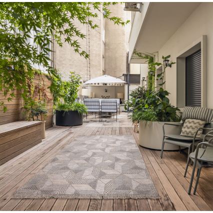 Buitenvloerkleed ORIA 160 x 220 cm grijs/beige