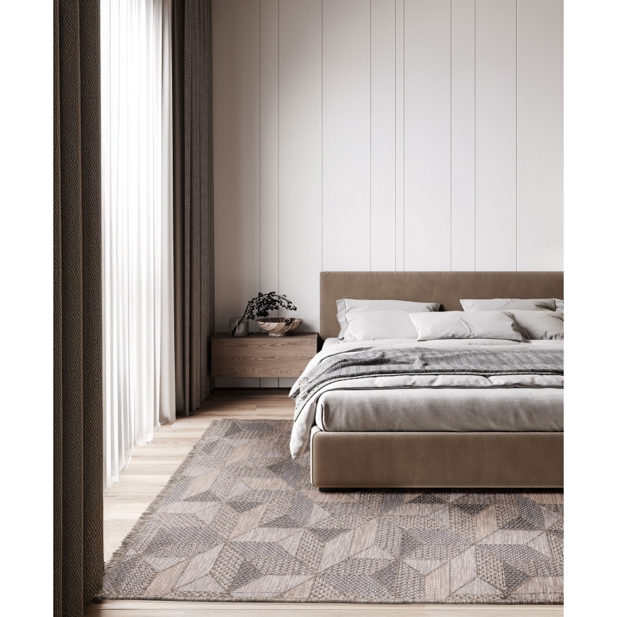 Buitenvloerkleed ORIA 160 x 220 cm grijs/beige