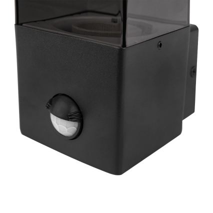 Buitenwandlamp met bewegings- en schemersensor 1xE27/40W/230V IP44 zwart/rookkleurig