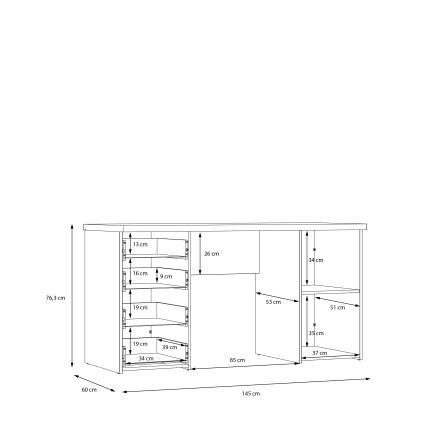 Bureau ARENO wit/sonoma-eik