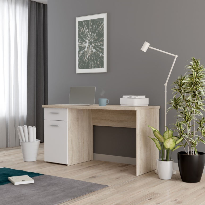 Bureau GINO wit/sonoma eik