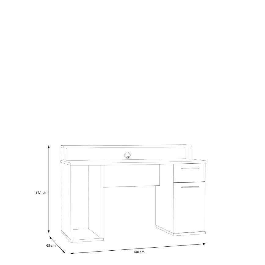 Bureau IVAR met LED-achtergrondverlichting, wit