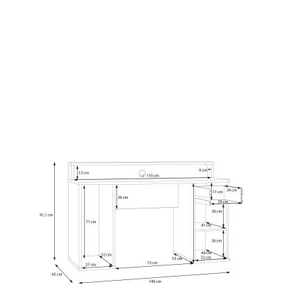 Bureau IVAR met LED-achtergrondverlichting, wit