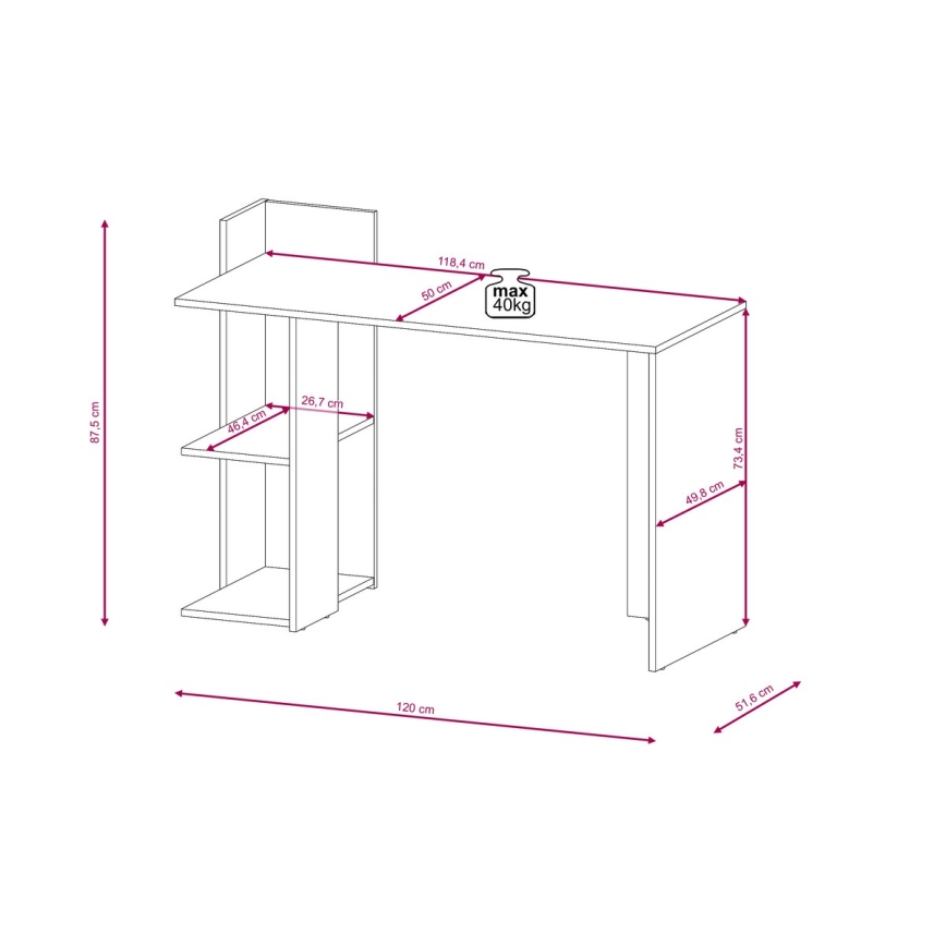 Bureau MARLO artisan eiken/wit
