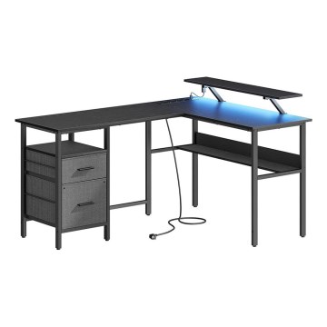 Bureau met achtergrondverlichting SOLEA-X bruin/zwart