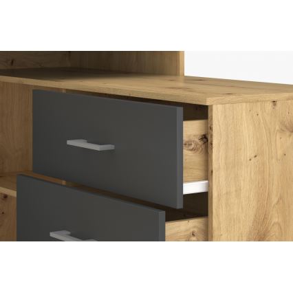Bureau met lades en omkeerbare hoek (links/rechts) JULES artisan-eik/antraciet
