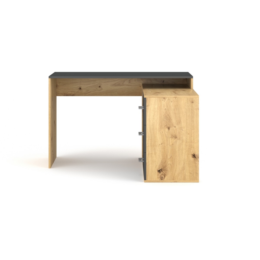 Bureau met lades en omkeerbare hoek (links/rechts) JULES artisan-eik/antraciet