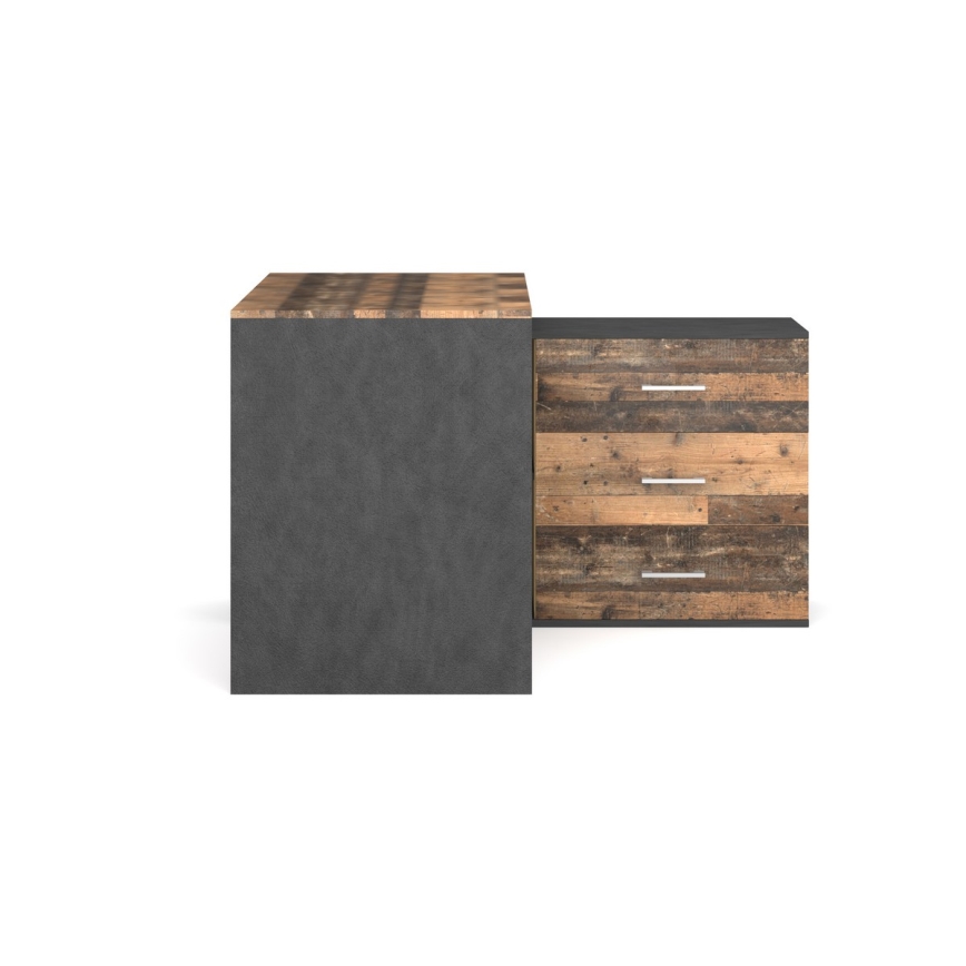 Bureau met lades en omkeerbare hoek (links/rechts) JULES bruin/zwart