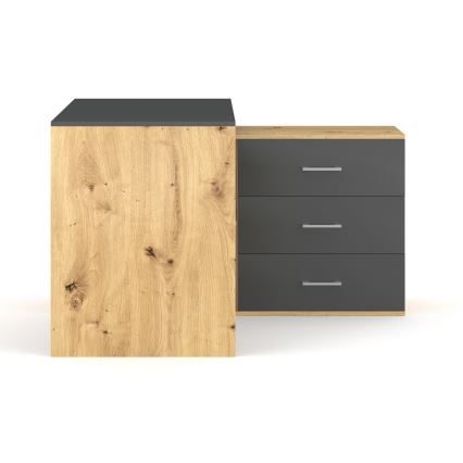 Bureau met lades en omkeerbare hoek (links/rechts) JULES eiken artisan/antraciet
