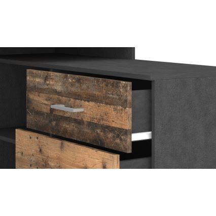 Bureau met lades en omkeerbare hoek (rechts/links) 120x120 cm JULES bruin/zwart