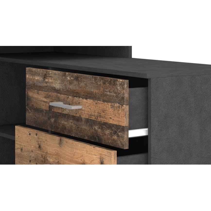 Bureau met lades en omkeerbare hoek (rechts/links) 120x120 cm JULES bruin/zwart