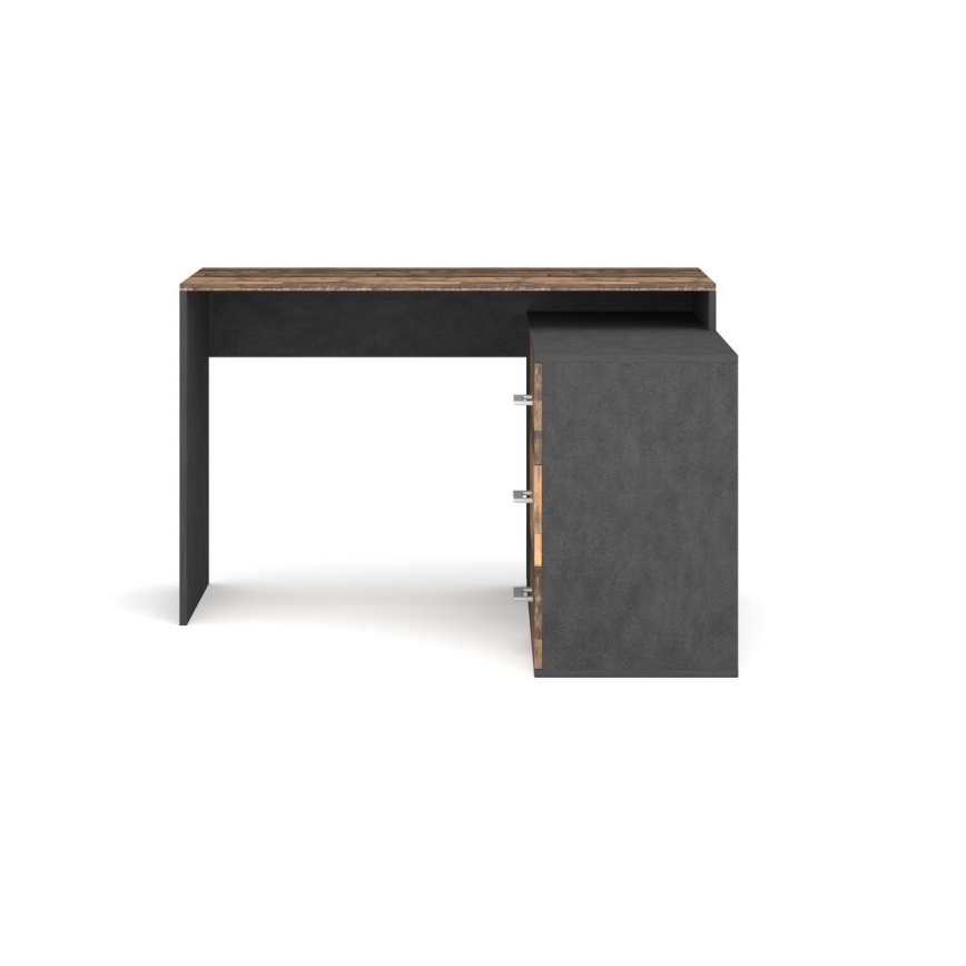 Bureau met lades en omkeerbare hoek (rechts/links) 120x120 cm JULES bruin/zwart