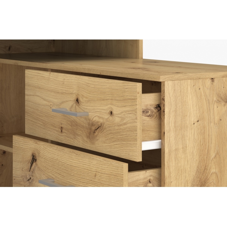 Bureau met lades en omkeerbare P/L-hoek JULES artisan eiken