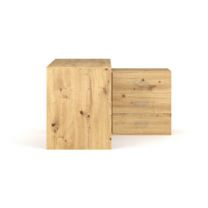 Bureau met lades en omkeerbare P/L-hoek JULES artisan eiken