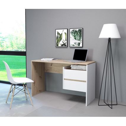 Bureau met lades MARLO artisan eik/wit