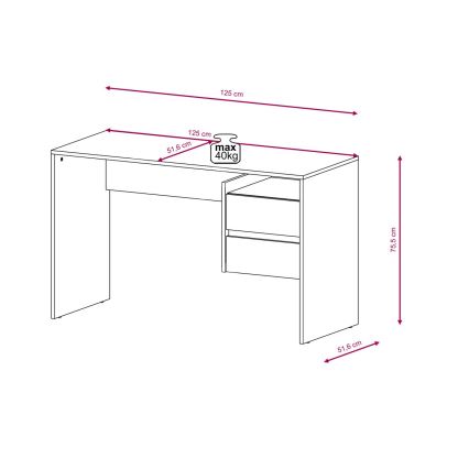 Bureau met lades MARLO artisan eik/wit