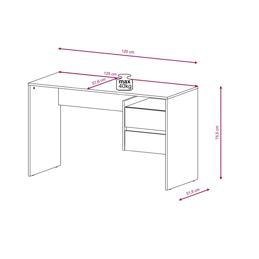 Bureau met lades MARLO artisan eik/wit