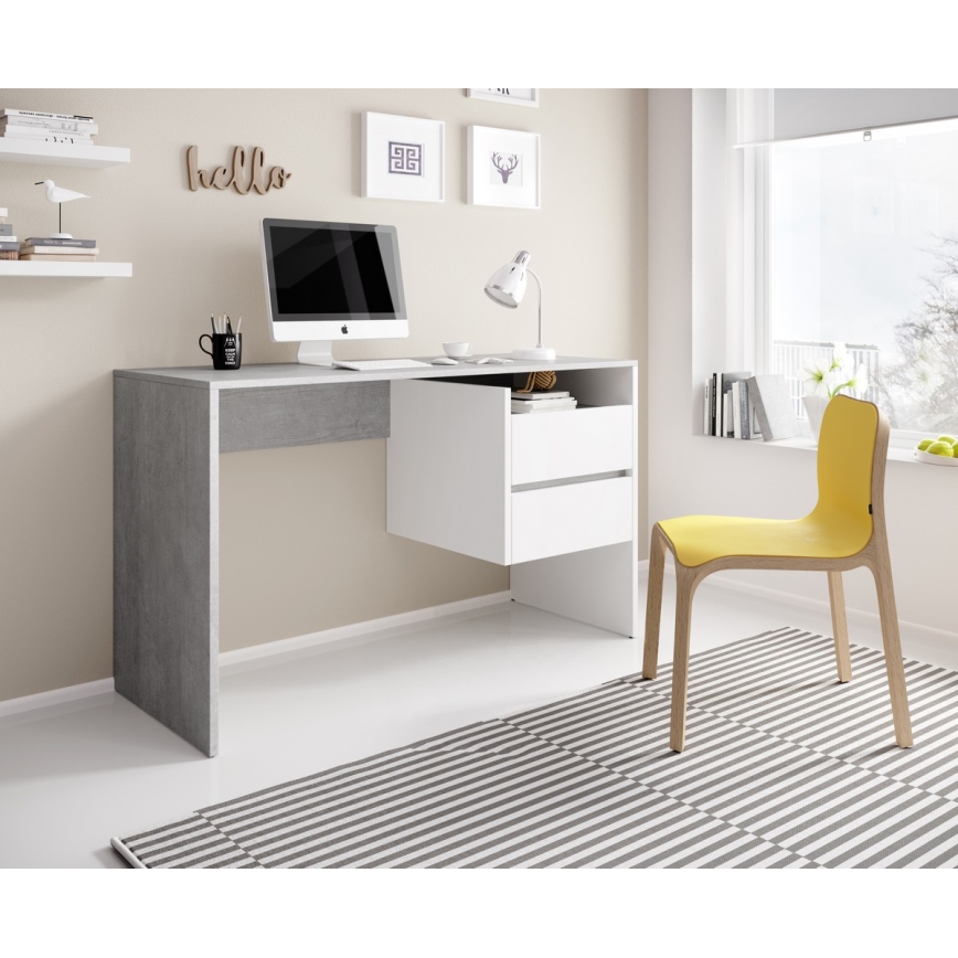 Bureau met lades MARLO betongrijs/wit