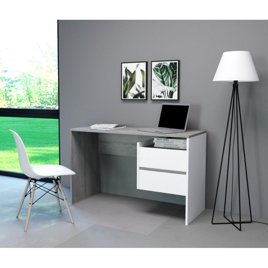 Bureau met lades MARLO betongrijs/wit