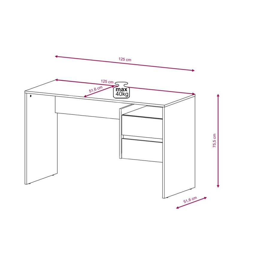 Bureau met lades MARLO betongrijs/wit