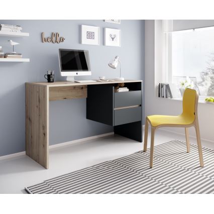 Bureau met lades MARLO eiken artisan/antraciet