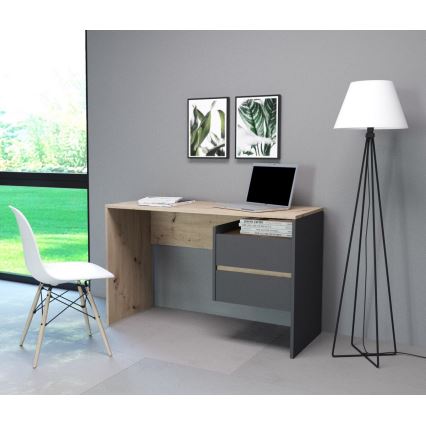Bureau met lades MARLO eiken artisan/antraciet