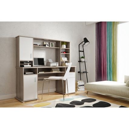 Bureau met plank ELIAN 160x53 cm sonoma eik grijs/wit