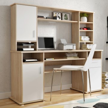 Bureau met plank ELIAN 160x53 cm Sonoma eiken/wit