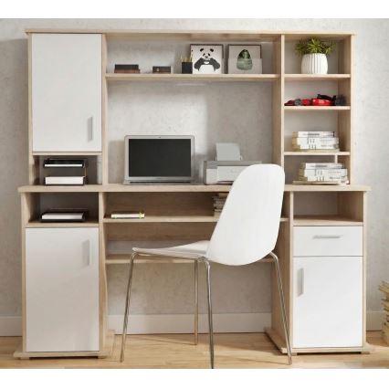 Bureau met plank ELIAN sonoma eik/wit