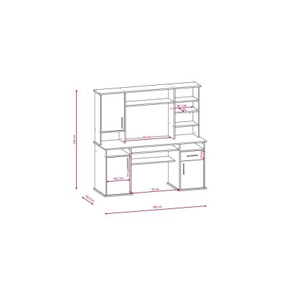 Bureau met plank ELIAN sonoma-eik/wit