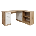 Bureau met plank en lades ROBERTO links artisan eiken/wit
