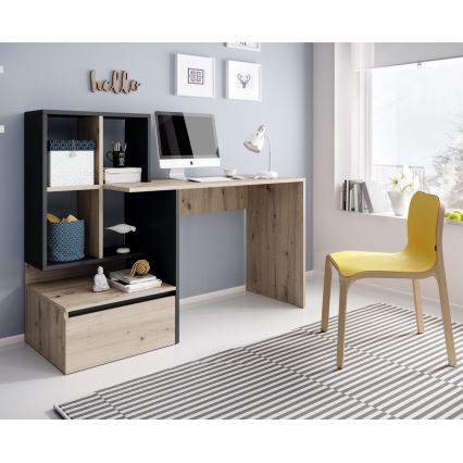 Bureau met plank MARLO artisan-eik/antraciet