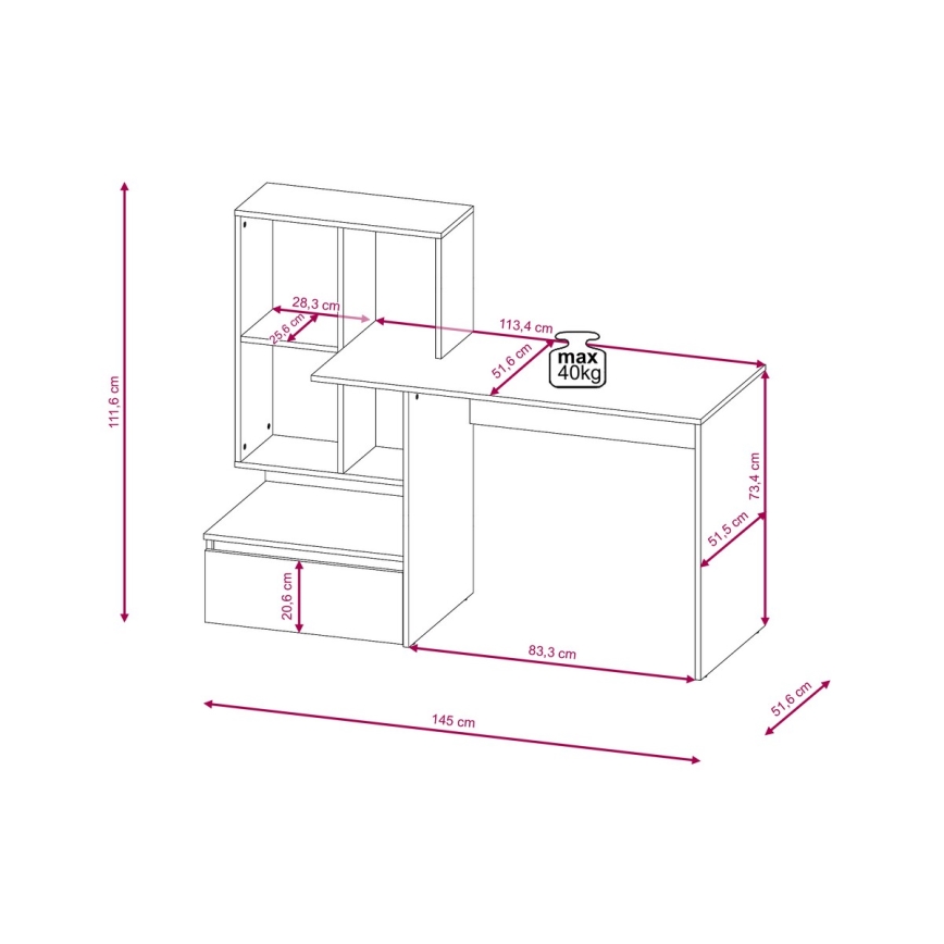 Bureau met plank MARLO artisan-eik/antraciet
