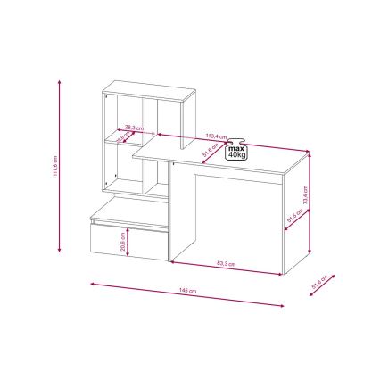 Bureau met plank MARLO artisan eiken/wit