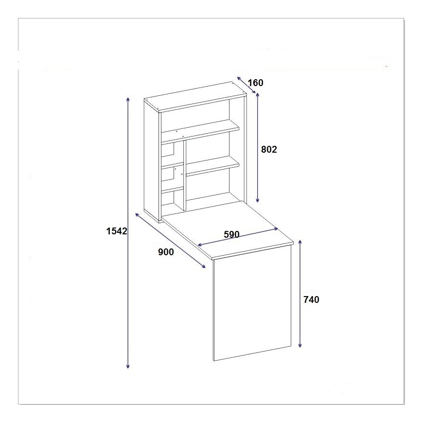Bureau met Plank SEDIR 154,2x59 cm beige