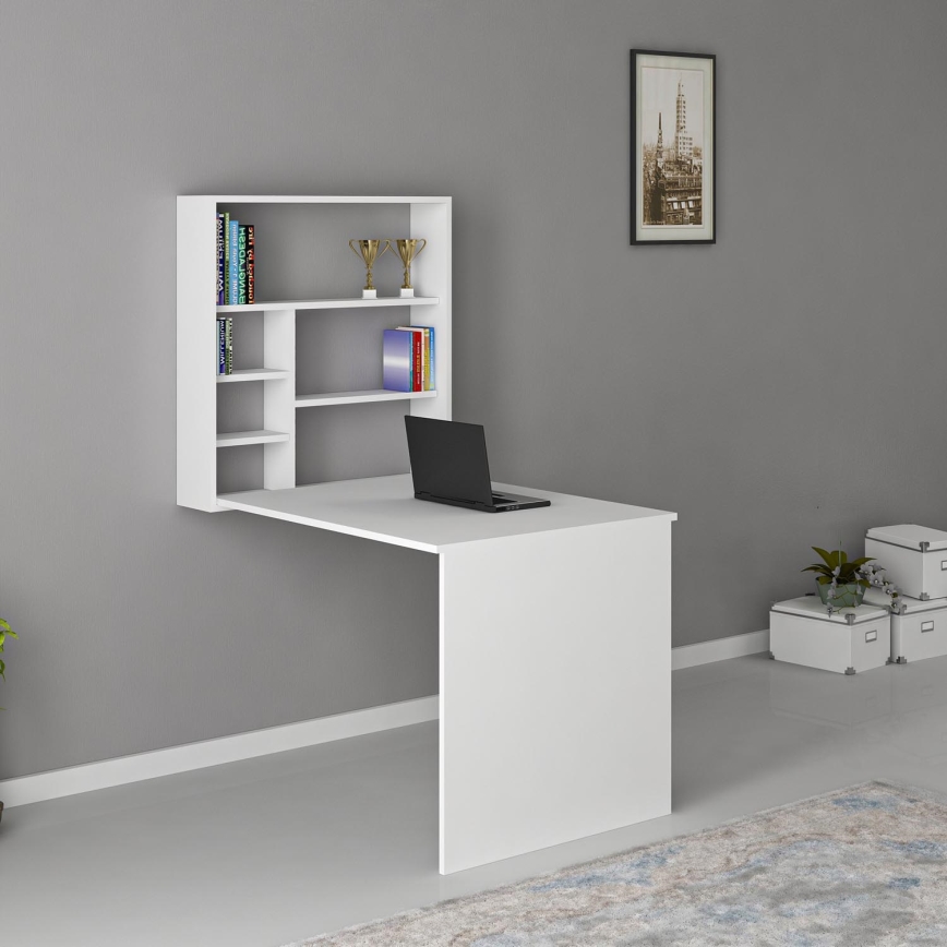 zebra Wens atoom Bureau met plank SEDIR 154,2x90 cm wit | Lampenmanie