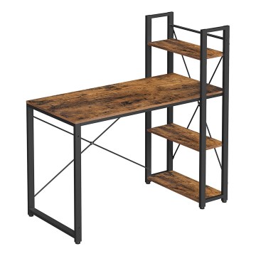 Bureau met planken SOLEA bruin/zwart