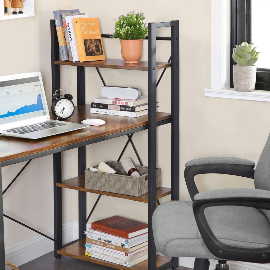 Bureau met planken SOLEA bruin/zwart