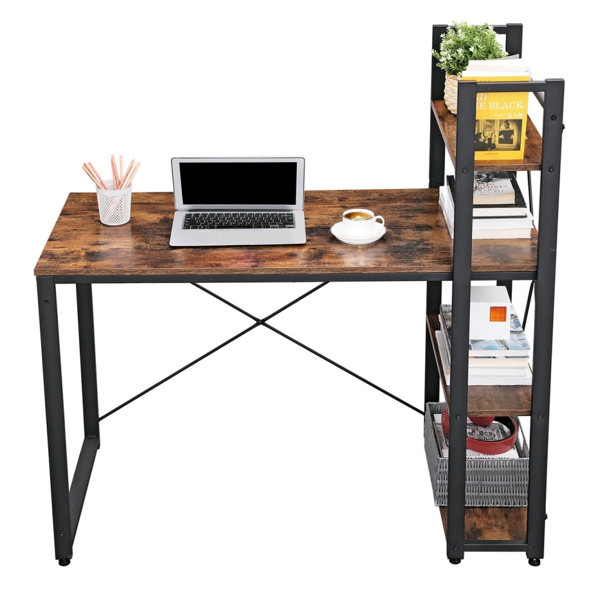 Bureau met planken SOLEA bruin/zwart